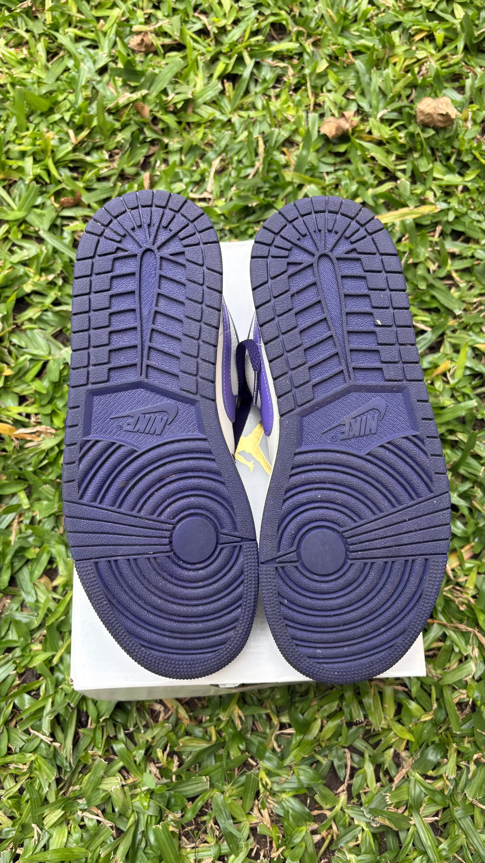 Suelas violetas de las Nike Air Jordan 1 Low